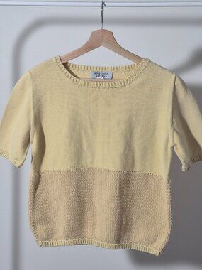 Indigenous Designs Sweater L Women 100% Cotton Hand Knit Peru Short Sleeve